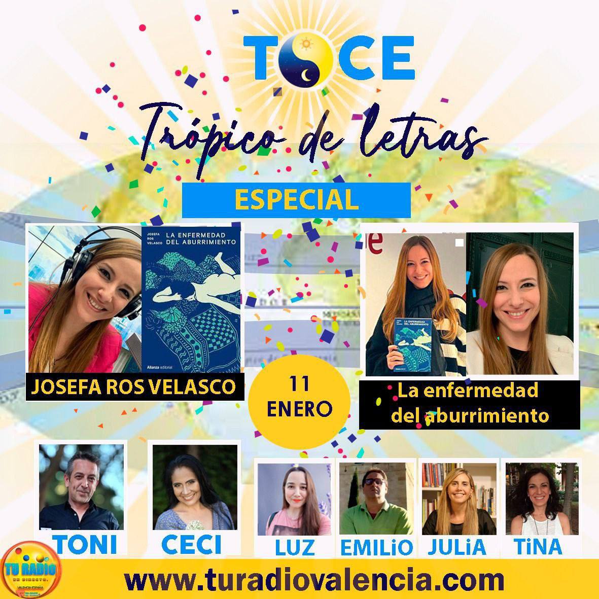 siundia_SUDAM's tweet photo. Jueves 11 de Enero 21:50hs🇪🇸
#TrópicoDeLetras #TOCE @tonigar36610033 @AnaZavalaga
📻https://t.co/fJxyENCMot
📚Invitada:
@JosefaRosUCM
📘"La enfermedad del aburrimiento"
Secciones
🏡#LaBuhardilla @emilio_bravo__
🪞#ElEscaparate @JuliaLescano22
💻@Luztintalavanda @misterio_lady https://t.co/MHBfoGL7Xc