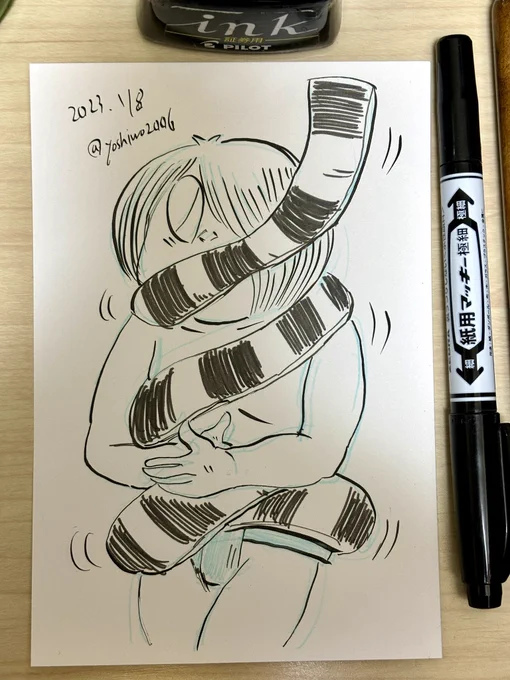 名古屋帰宅。
帰省含め丸10日ほど外出していて今年初描きです。
帰ってからゲタ吉の文庫本をパラパラと読んでました。
沢城みゆきさんがゲ謎の舞台挨拶で「ちゃんちゃんこをもっと大切に投げれば…」と仰っていましたが、原作ゲタ吉相撲編での扱いを見るとジワジワ来ますよね。 