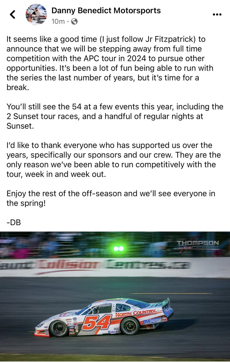 We’ll be taking a break from full time APC competition next year to pursue other opportunities. Thank you to everyone who has supported this program! Looking forward to 2024!