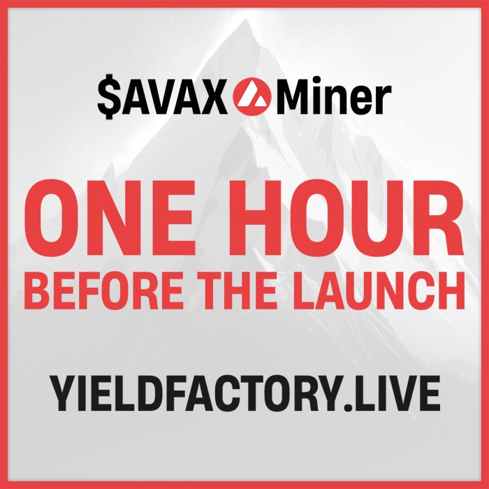 YF_DeFi's tweet photo. 1 Hr before the launch of our $AVAX miner, get ready!

💰3% Daily ROI
🤝10% Referral program
✅️Verified &amp; immutable contract

Telegram: https://t.co/Q4Mnwy50ZH
Website: https://t.co/MPha7327Sk

#Cryptocurrency #Avalanche #Stacking #Farming #Crypto #AVAX #DeFi #BTC #Bitcoin $BTC https://t.co/ZQIpUuJCvl