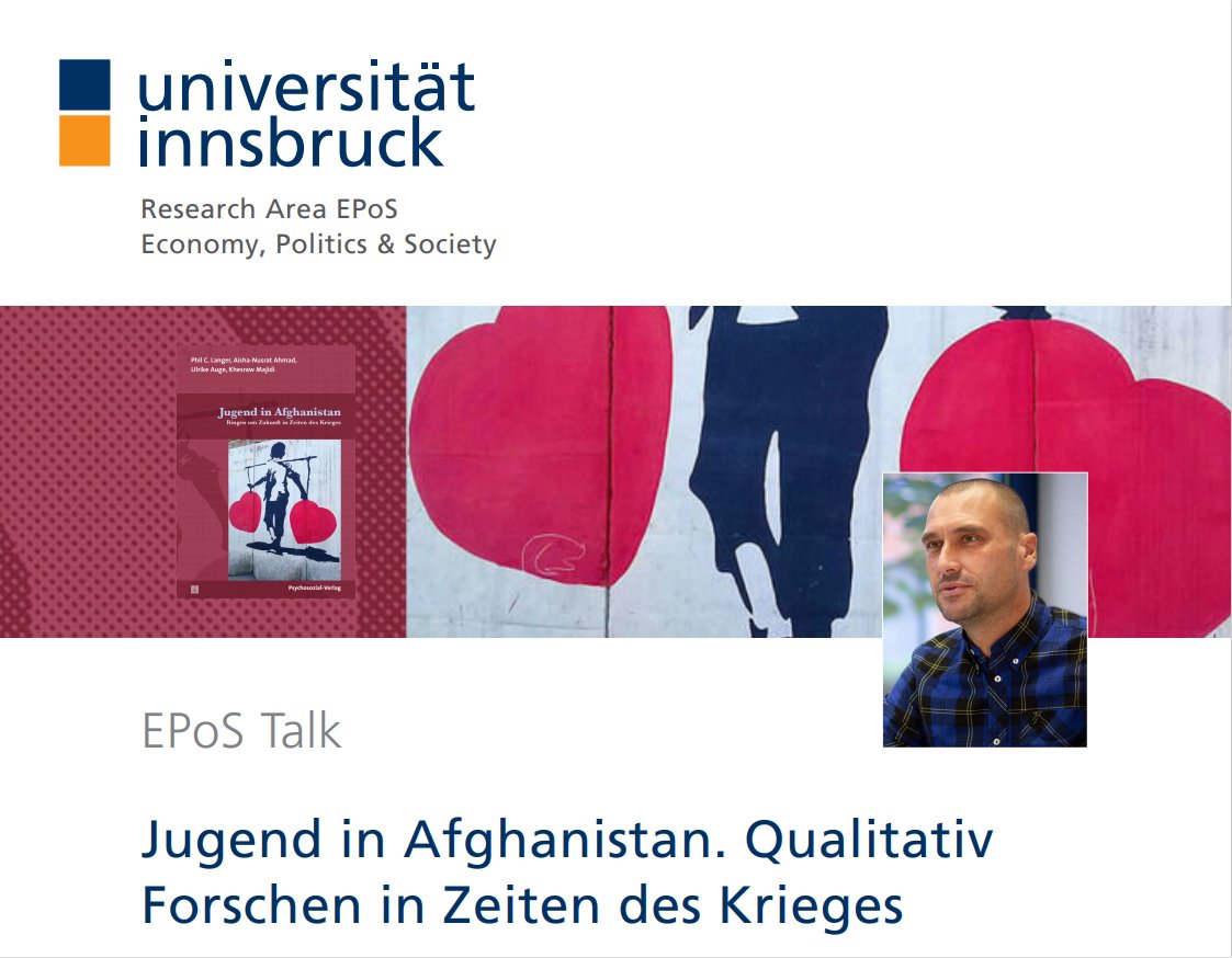 📣 30.01.2024: "Jugend in Afghanistan. Qualitativ Forschen in Zeiten des Krieges", Phil C. Langer (IPU Berlin)
❗️ 30.01., 18:00 Uhr, Fakultätssitzungssaal, SoWi, Universitätsstraße 15
👉Mehr Infos: uibk.ac.at/de/events/info…