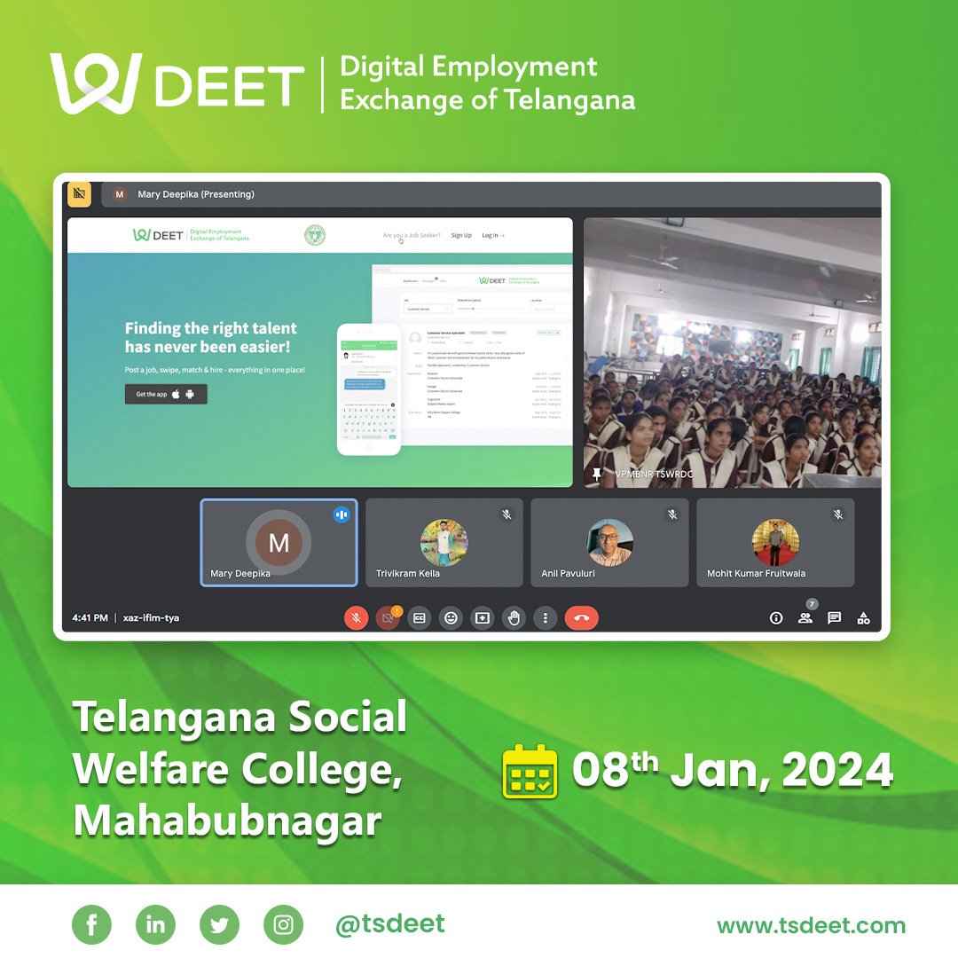 🌐 Empowering futures! Thrilled to conduct a successful onboarding session for DEET at Mahabubnagar today! 
🎓 Engaging the next generation in digital employment opportunities.

 #DEETOnboarding #DigitalEmployment #MahabubnagarSession #CareerEmpowerment #TechForChange #betterjobs