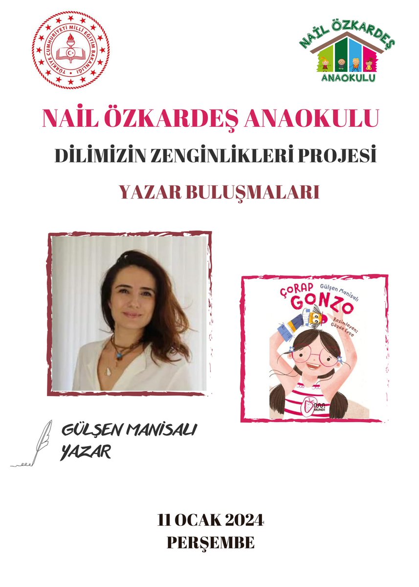 Dilimizin Zenginlikleri Projesi kapsamında yazar Gülşen MANİSALI 11 Ocak 2024 Perşembe Günü okulumuzda öğrenci ve velilerimizle buluşacaktır. <a href="/emre_caliskan/">Emre Çalışkan</a> <a href="/denizlimem/">Denizli İl Millî Eğitim Müdürlüğü</a> #dilimizinzenginlikleriprojesi
