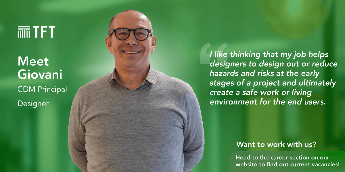 TFTConsultants's tweet photo. Meet Giovani!

He recently joined our London office as CDM Principal Designer.

Welcome to the team! https://t.co/tN1s3yFMZl