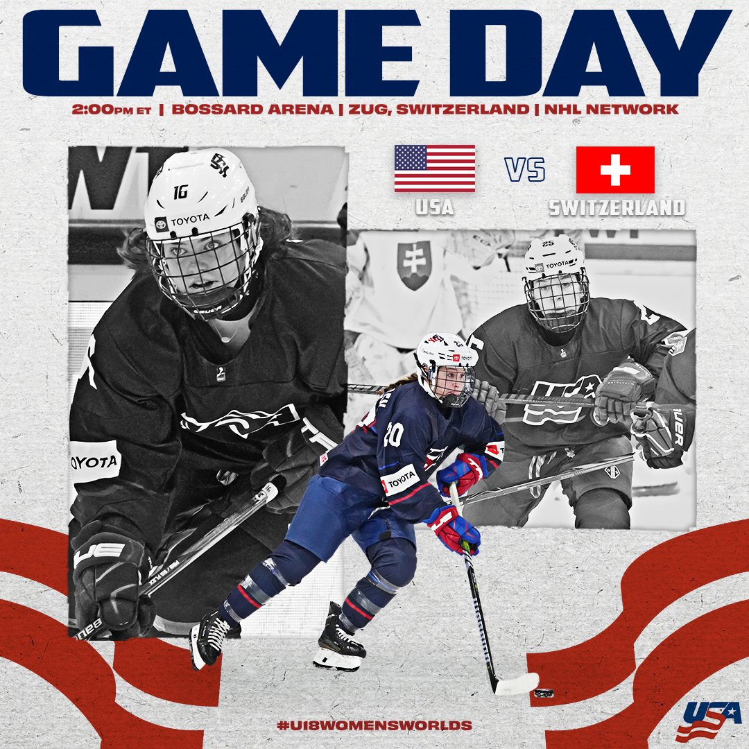 usahockey's tweet photo. Happy Gameday 🙌  We’re taking on Switzerland at 2pm ET! #U18WomensWorlds

Preview → https://t.co/1ooUoJjaBP https://t.co/aHjuIhliA9