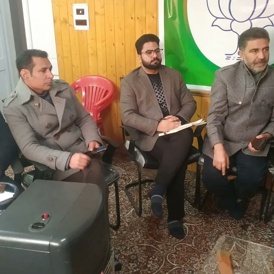 GemsKashmir's tweet photo. Today, a pivotal meeting convened at the BJP Head Kashmir J53 Jawahar Nagar, Srinagar.  Members of the Srinagar Parliamentary Constituency Core Group gathered to deliberate on strategies and construct a comprehensive work plan in preparation for the upcoming parliamentary elections 2024.

In attendance were distinguished leaders including Dr. Ali Mohammad Mir, Arif Raja, Mudasir wani, Adv. sajid yousuf Shah, Salinder Singh, Bilal Parray, Ashok Bhat, Shiekh Bashir, Er. sahil Bashir, Adv. Salman, Ashraf Azad, Gazi Ruhullah, Mohd Latief ,  mohd. Amin shah, adil Ahmad, Er. sajad Reshi, ruheena shahzad each contributing their expertise and commitment to the discussions.

"Our concerted efforts and meticulous planning will shape our approach to representing the aspirations of Srinagar's populace in the upcoming parliamentary elections," emphasized by BJP leaders.

The meeting's agenda revolved around crafting a detailed roadmap that emphasized grassroots engagement, innovative outreach initiatives, and the strategic utilization of technological advancements to effectively communicate the party's vision throughout the Srinagar constituency.

Key areas of focus identified during the discussions included community-centric programs, tailored voter awareness campaigns, and specific strategies to address localized concerns effectively.

The BJP reaffirms its unwavering dedication to serving the community, promoting progress, and championing the welfare of the constituents.

#BJP4JK
