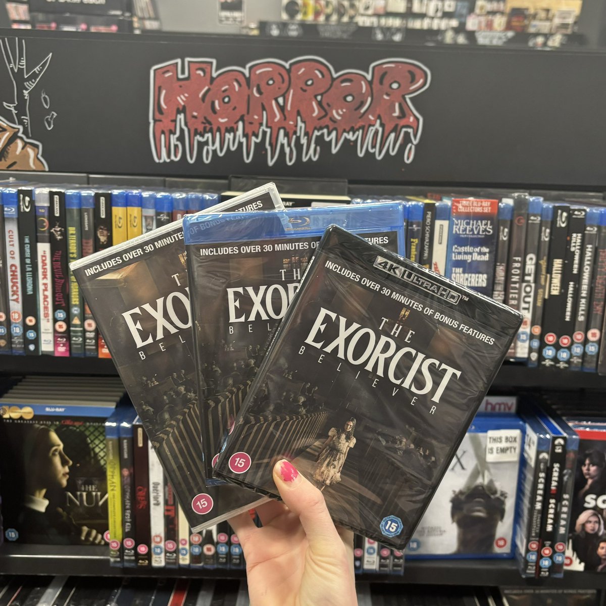 🍿 NEW RELEASE 🍿 

50 years after the original #Horror classic we have a terrifying new chapter The Exorcist: Believer 🧟‍♀️ 

Available on DVD, Blu Ray and 4K Ultra HD 😱 

#NewRelease #newreleasemonday #newhorror
