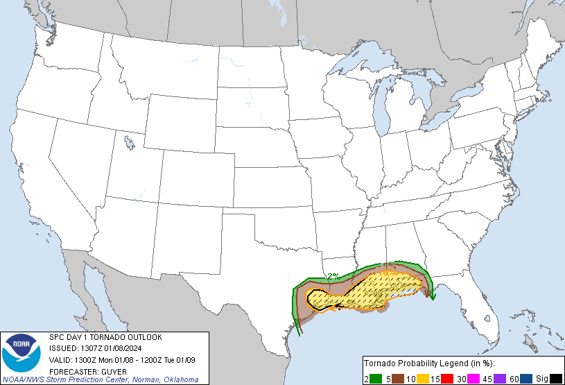 LimWeather's tweet photo. D1
#EnhancedRisk in S #DixieAlley esp #NewOrleans, #BatonRouge, #LakeCharles, #Gulfport, #Mobile, #Houston, #thewoodlands, #PasadenaTX, #Galveston, #SugarLand
10% SIG #Tornado/30% SIG #Wind/15%#Hail risk
#Wxtwitter #SPC #SevereWX #LAwx #MSwx #ALwx #FLwx #HOUwx #TXwx #GLSwx https://t.co/eGNwZRbpo0