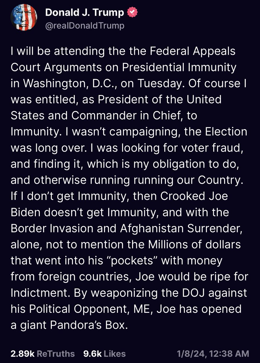 RonFilipkowski's tweet photo. Trump threatens to indict Biden if he is elected. https://t.co/mfyCPZmpvT