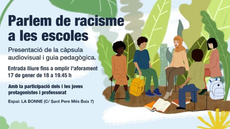 BCNAntirumors's tweet photo. #EDUCACIÓ | El pròxim 17 de gener es presenta la càpsula de vídeo "Parlem de racisme a les escoles".
📽️ Cinc joves expliquen les seves vivències com a persones racialitzades amb companys de classe, professorat i altres.
🔗 +info: https://t.co/0OjEzFXjeg https://t.co/WL3iOVrZZL