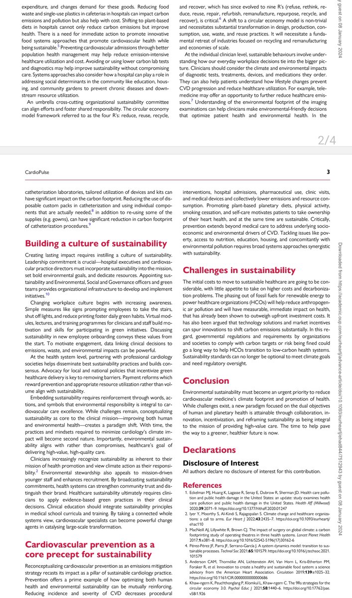 Out in @ESC_Journals we call for greening of cardiovascular practices and highlight the role of prevention as a precept. @HMethodistCV