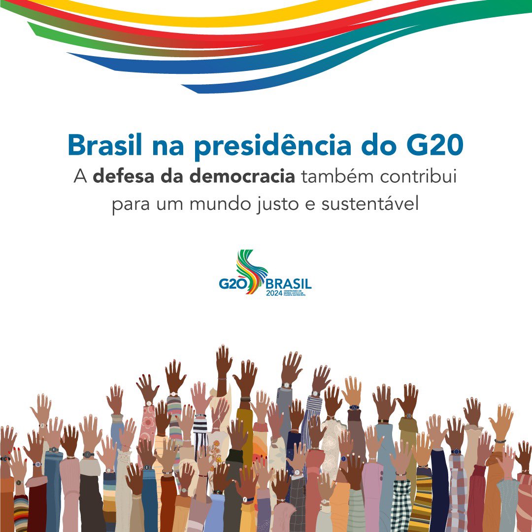 The defense of #democracy is critical to achieving Brasil’s G20 presidency goals of contributing to the creation of a just and sustainable world. Only a strong and established democracy can combat inequalities, promote global governance reform, and build a more sustainable world