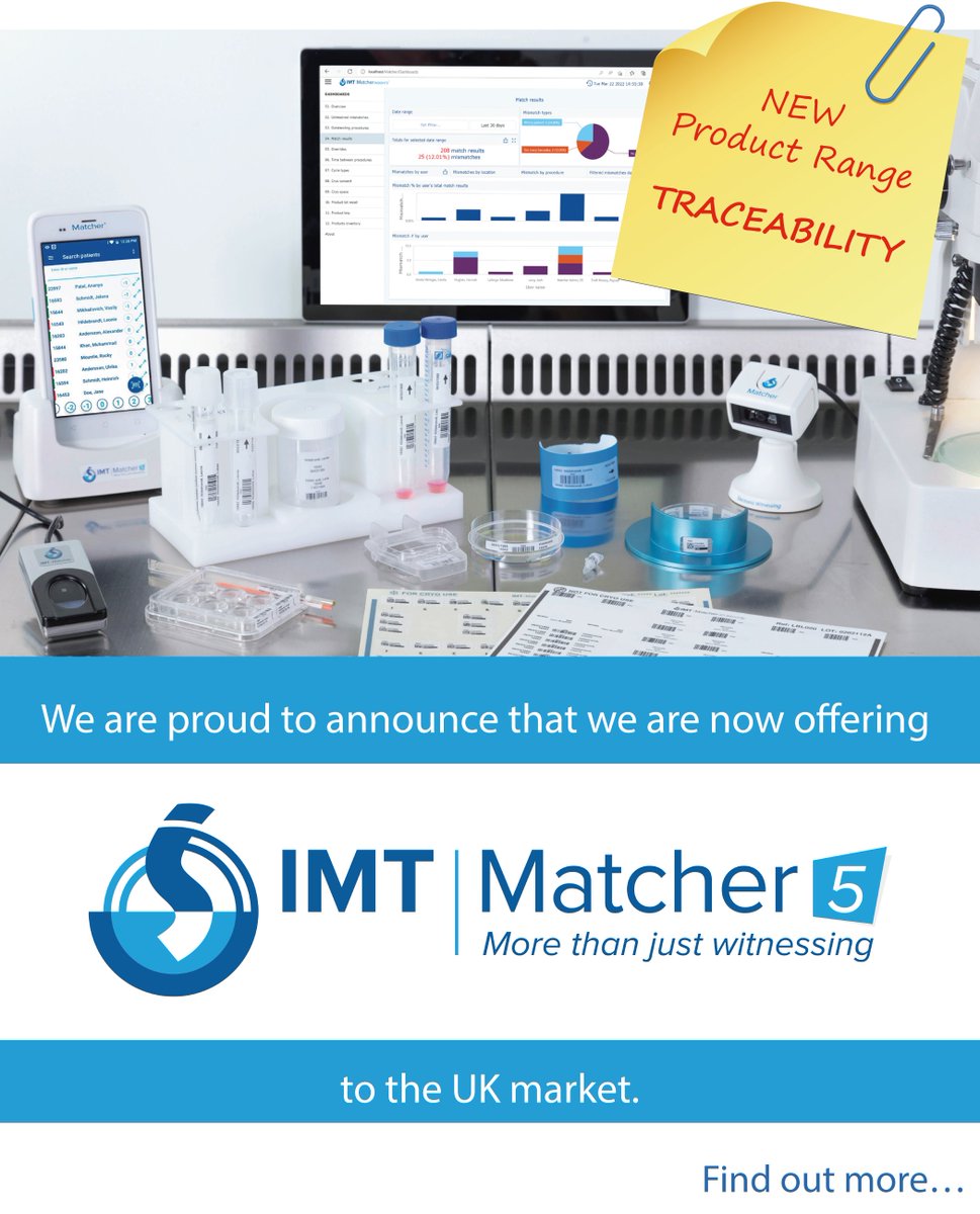 PlanerLtd's tweet photo. We are proud to offer IMT Matcher™ to the UK market. IMT Matcher is a barcode-based electronic witnessing, labelling, scheduling, traceability, and data insights system. https://t.co/ysQR1O3nwj, visit the Planer team at this week's @Fertility2024 to see the system in action. https://t.co/UctXsGX0cd