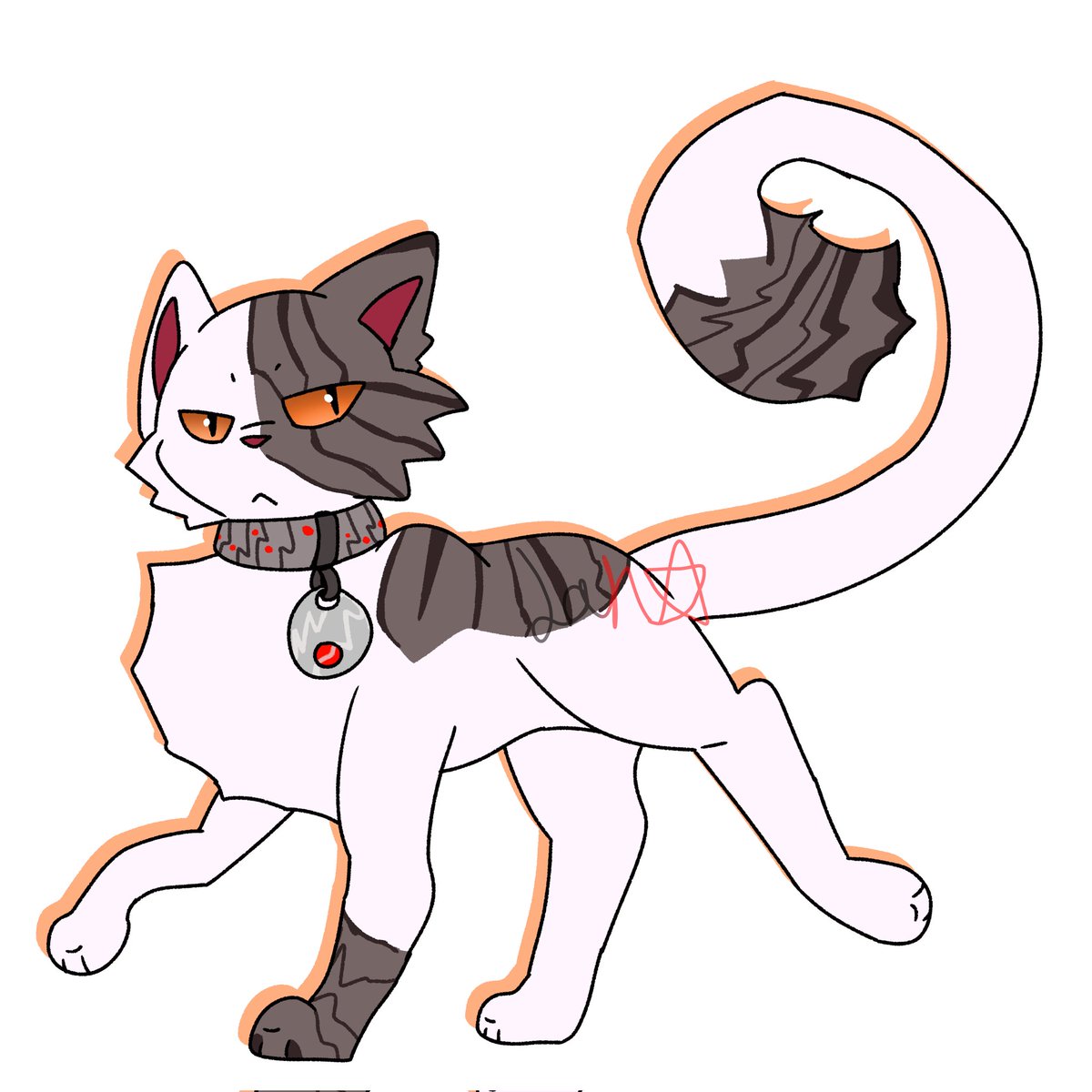 Lanisnthere's tweet photo. Funfact, when you asked me to draw a cat, and I gave you the sketch, I looked the sketch and went: WAIT, this is for Melvinborg isn't? This cat is too serious for this man, so I gave you Marbles instead of this guy https://t.co/H50Z4I1ieF