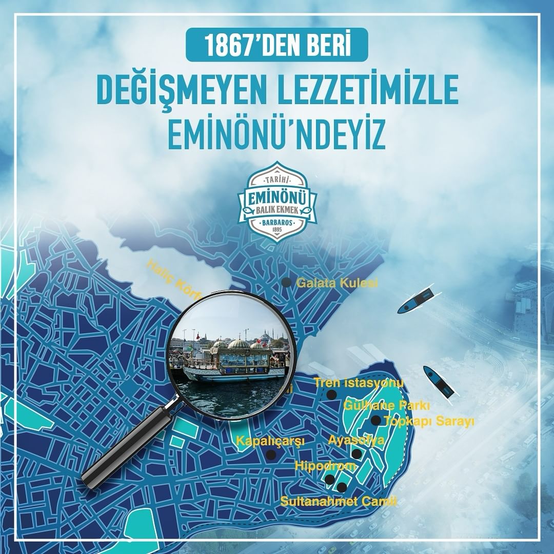 1867 yılından beri değişmeyen efsane lezzetimizle Eminönü’nde aynı adresteyiz. 

Tadıyla zamanları aşan bu geleneği size sunmanın heyecanını yaşıyoruz. Balık ekmek deyince akla gelen tek isim: 3 Nolu Balık-Ekmek Teknesi Kalyata-i Barbaros! 
#fishbread #eminönü #yemek #fastfood
