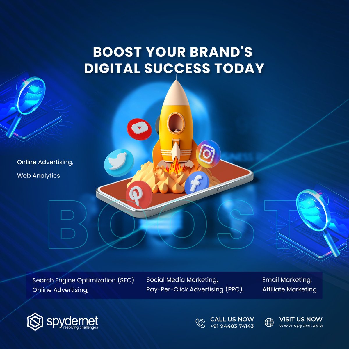 SpydernetTechn1's tweet photo. Looking to establish a powerful brand presence online? Look no further than SpyderNet Technologies! Our comprehensive digital marketing solutions are designed to help you build a strong online presence and attract customers to your business.
 79758 15836
https://t.co/JMhKHH3Bxp https://t.co/Sa5PLKVzqc