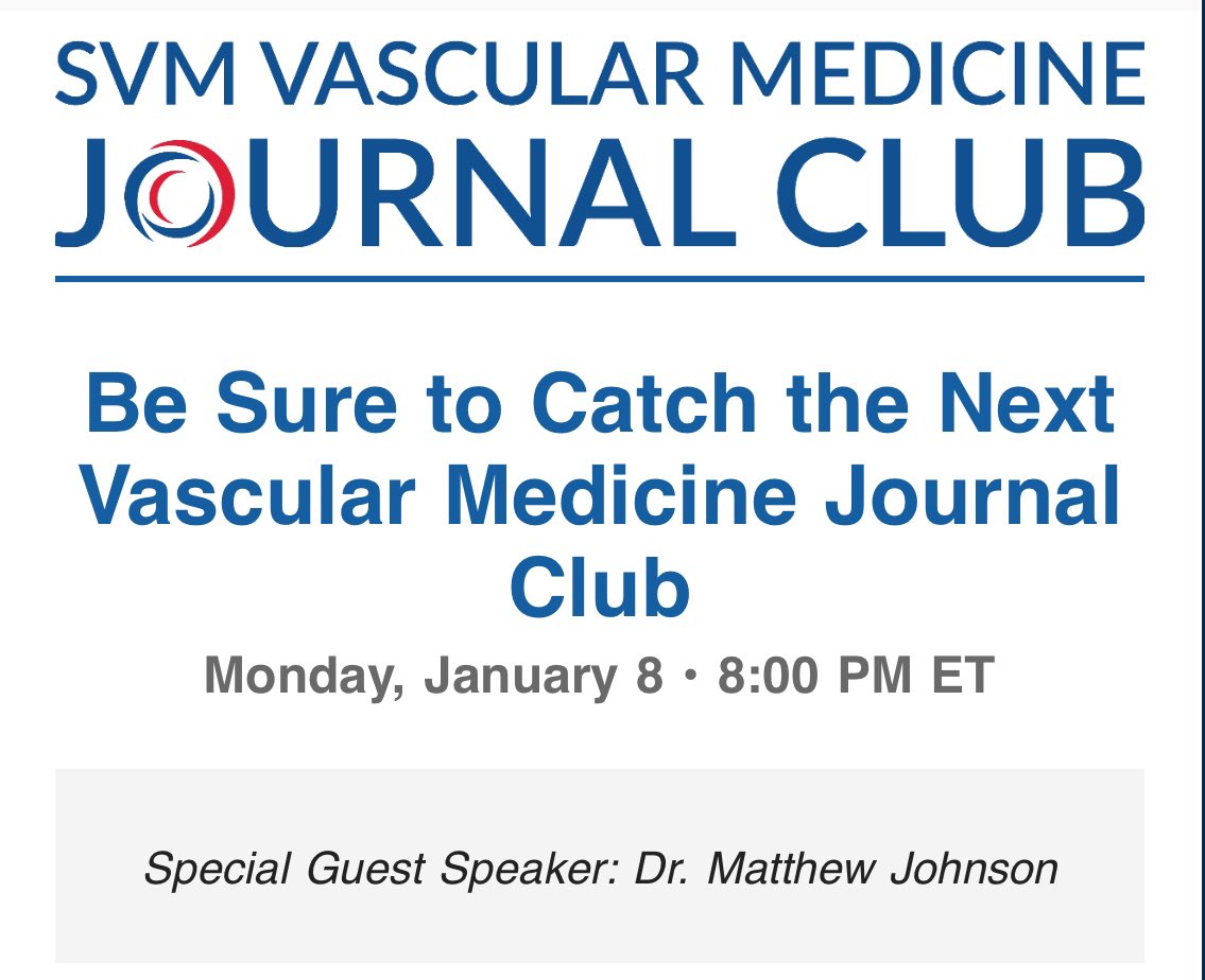 Don’t miss #SVM Journal Club TONIGHT @ 8PM ET! Join #MatthewJohnson @u_campia @BrighamWomens to discuss safety & efficacy of #IVC filters #PRESERVE #trial Meeting URL: us06web.zoom.us/j/89613211088 ID: 89613211088 @SIRspecialists @DAICeditor @SCAI @VIVAPhysicians @JVIRmedia