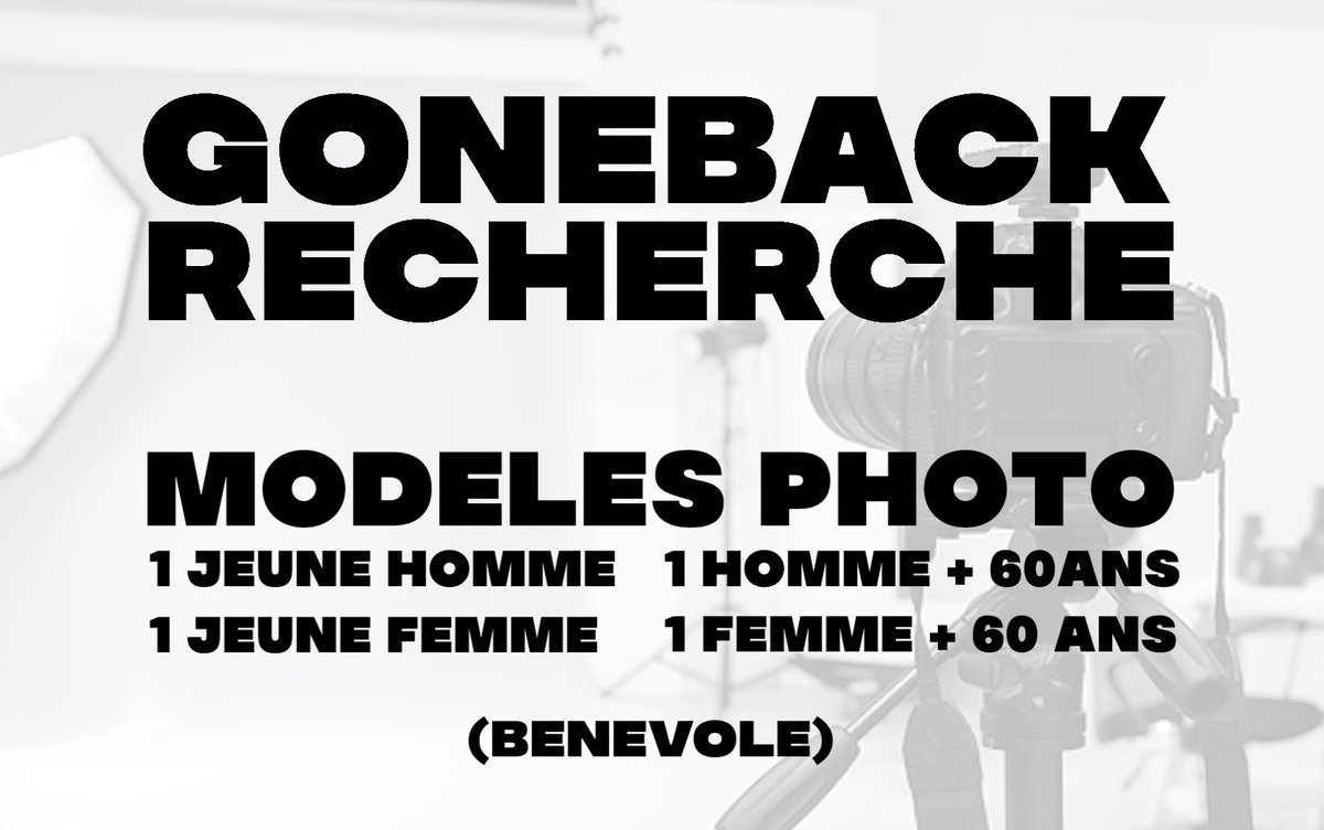 GonesRadioOff's tweet photo. 📸  GONEBACK recherche 4 modèles photo !

Si vous êtes une jeune femme/homme ou une femme/homme de plus de 60 ans, rejoignez-nous et partagez cette expérience avec #GONEBACK 🔴🔵

Envoyé nous votre demande avec photo en DM ou par mail à gonebacktv@gmail.com https://t.co/h5yO8O9dtd