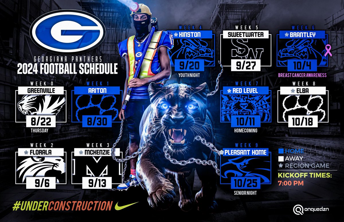 The Official 2024 Georgiana Panthers Football Schedule. 

#UnderConstruction ⚠️🚧
#PantherNation

<a href="/AlabamaHSFB/">AHSFHS.org</a>
