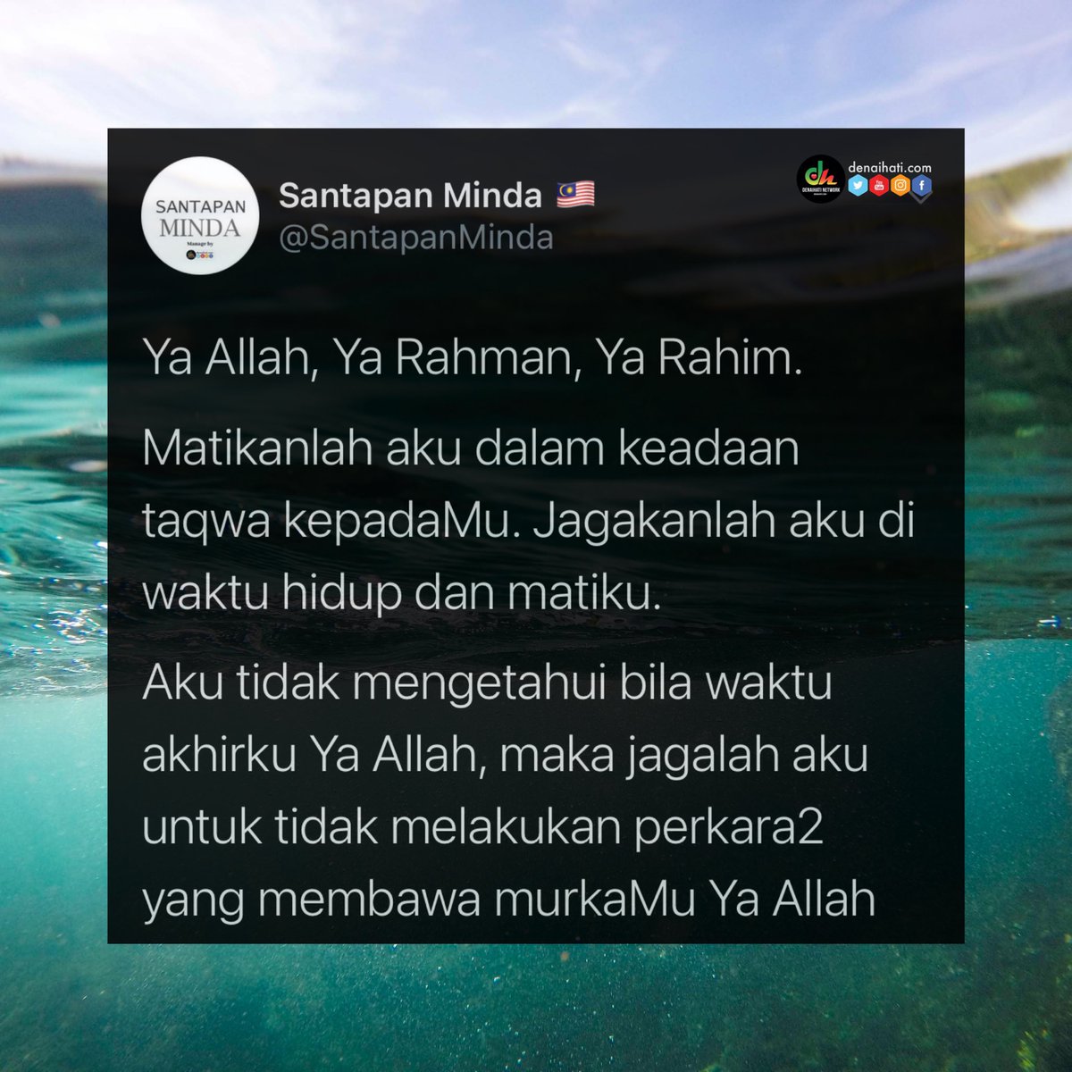 SantapanMinda's tweet photo. Matikanlah kami dalam keadaan kami bertaqwa kepadaMu. 🤲🏻 https://t.co/zU2wOYOkee