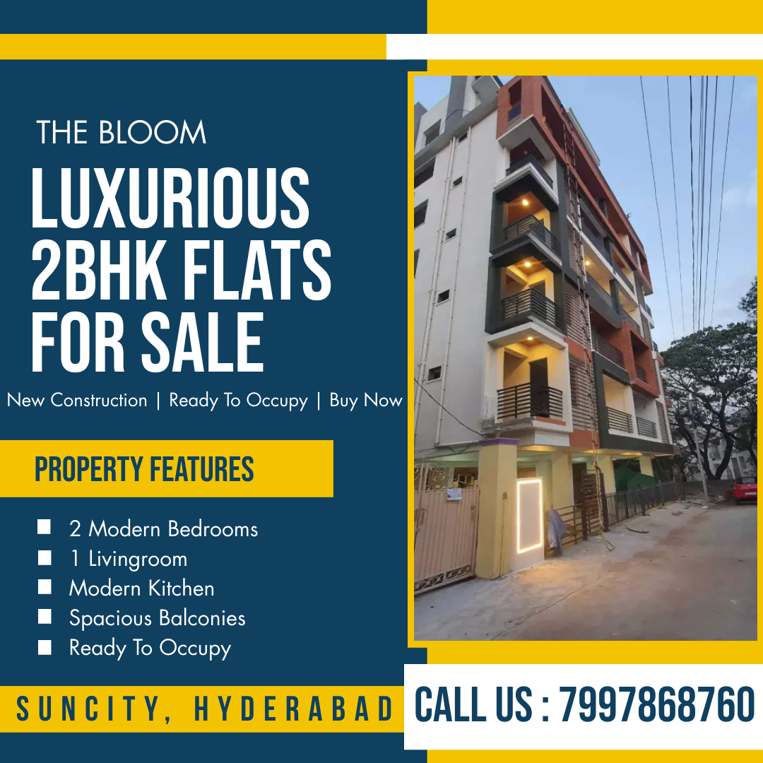 The Bloom | #Luxurious 2BHK #flats for #sale in #Hyderabad city

Address : Suncity, Hyderabad | Contact us @ 7997868760 | Buy

#flatsinhyderabad, #hyderabadrealestate, #flatsforsaleinhyderabad, #flatsforsale, #2bhkflatforsale, #2BHKSALE, #HyderabadHomes, #flatsforsale, #apartment