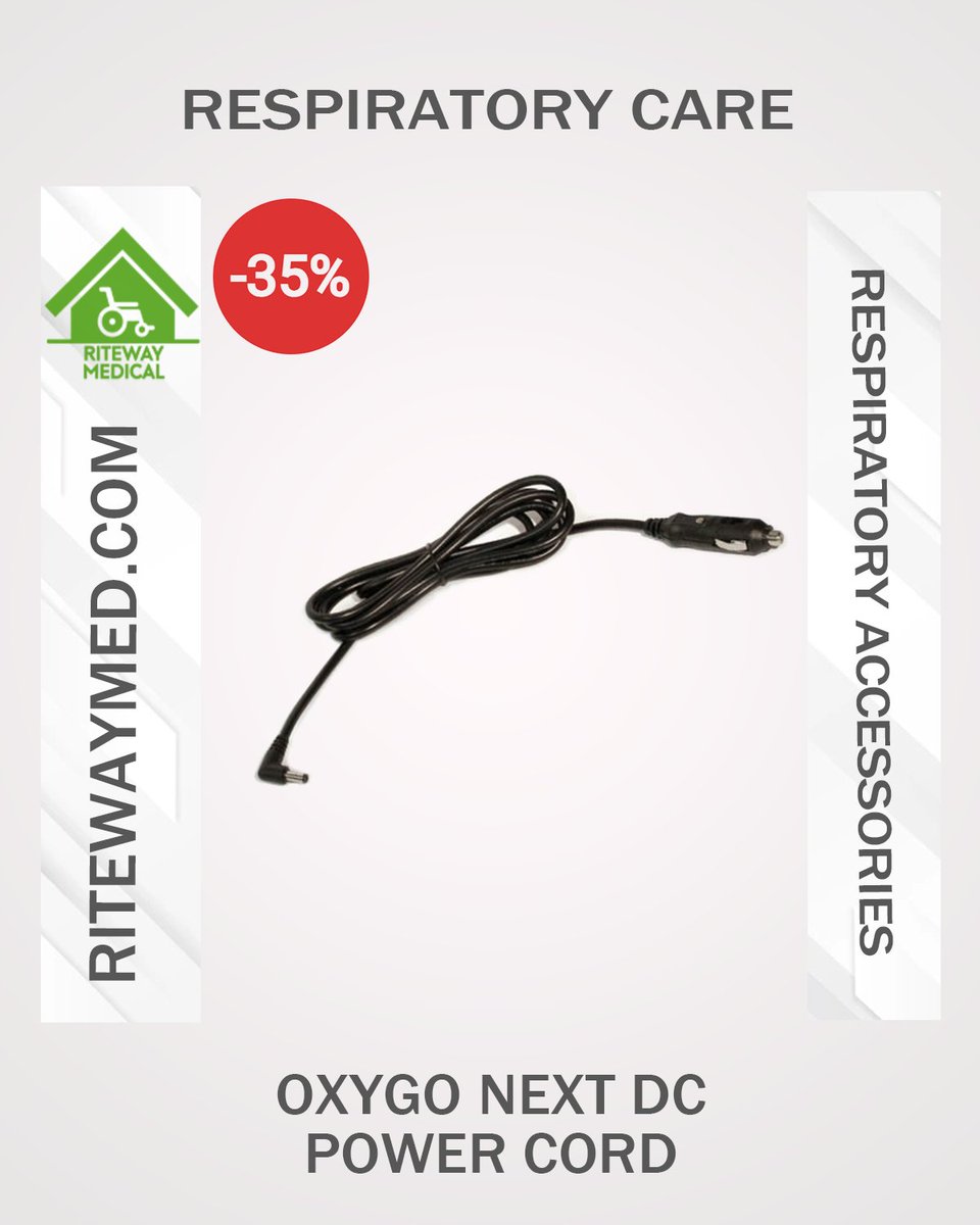 The OxyGo DC #powercord, compatible with the OxyGo Portable #OxygenConcentrator, OxyGo FIT Portable Oxygen Concentrator, and OxyGo NEXT Portable Oxygen Concentrator, connects to any automobile cigarette lighter or auxiliary DC power supply. 

Buy Now: ritewaymed.com/product/oxygo-…