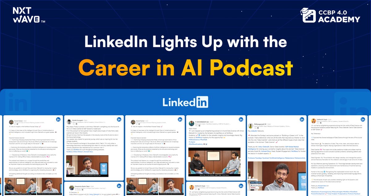 ⚡From the Hottest AI Job Roles to the Skills that take you there!
Academy learners loved this podcast and how!  😎

#NxtWave #CCBP #CCBPAcademy #NxtWaveAcademy #NxtTalks #Podcast #FutureOfAI #CareerInAI #DataScientistsInsights #TechCareers #AIInnovation #SkillsForAI
