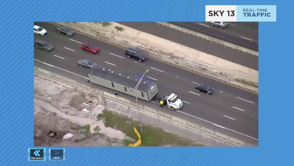 HOUSE blocking right lane of I-4 east before Central Florida Pkwy. Yup, a house. #News13Orange