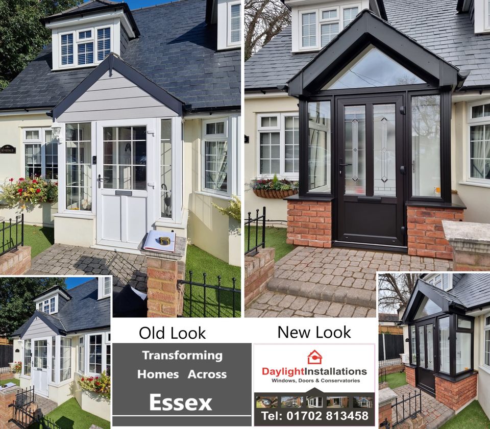 DaylightInstall's tweet photo. Wow!     What Do You Think ?
This is a Porch Transformation we have been working on In Rayleigh, We really love the look of the Segovia Engineered Door (from One of a Kind Range) in its black ash (Grained) Finish along with matching side and gable Windows.
Its not quite finished https://t.co/Lohnfapp78
