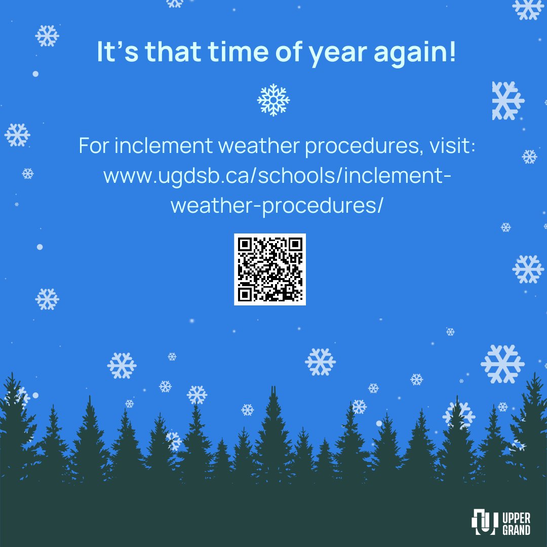 We hope everyone had a relaxing winter break! Now that we’re back, let’s review the UG Inclement Weather Procedures. Learn more: ugdsb.ca/blog/its-that-…