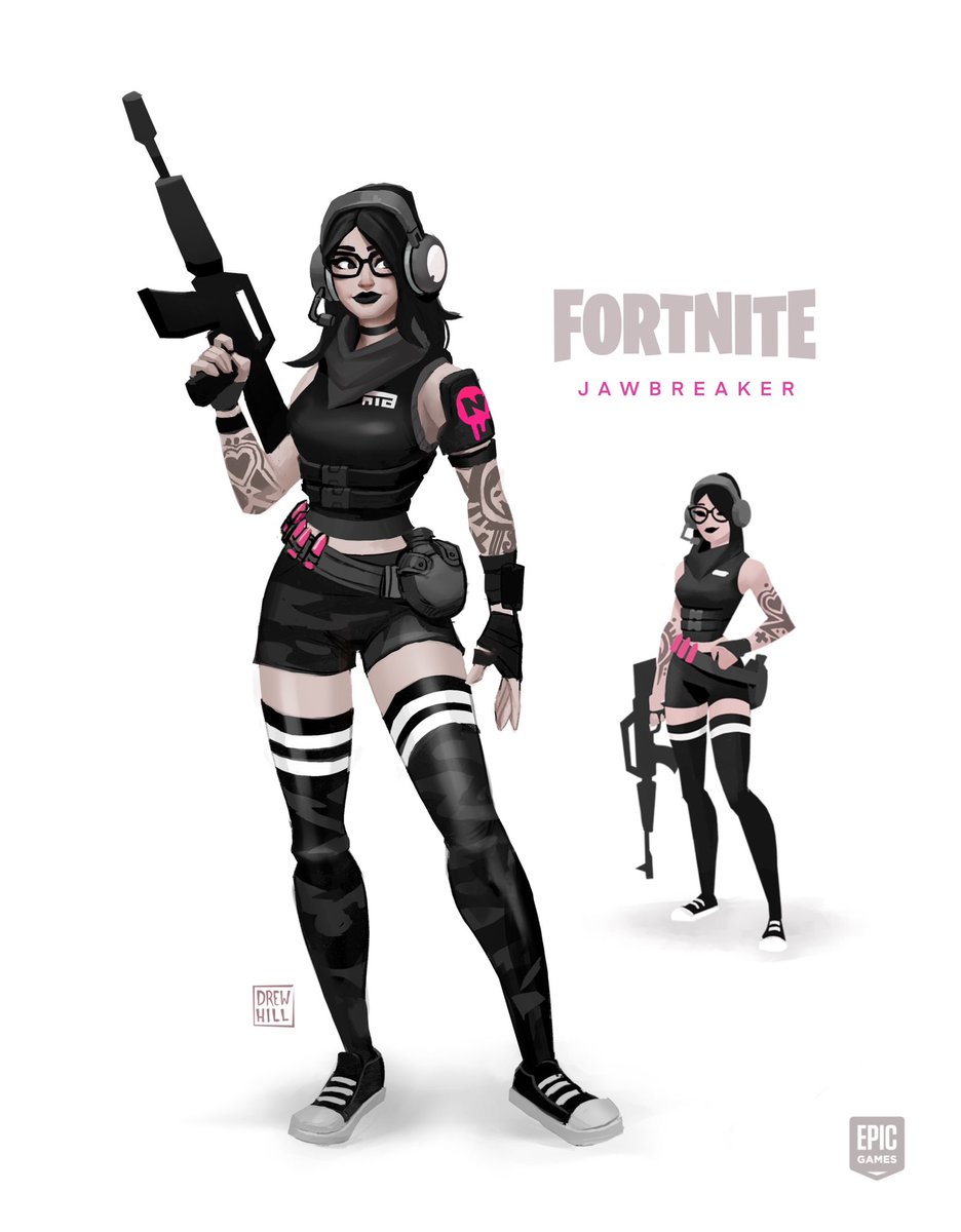 Here’s my concept art for Jawbreaker. I designed her simultaneously with Teef (concept coming soon). #Fortnite #fortniteskin #FortniteArt #conceptart