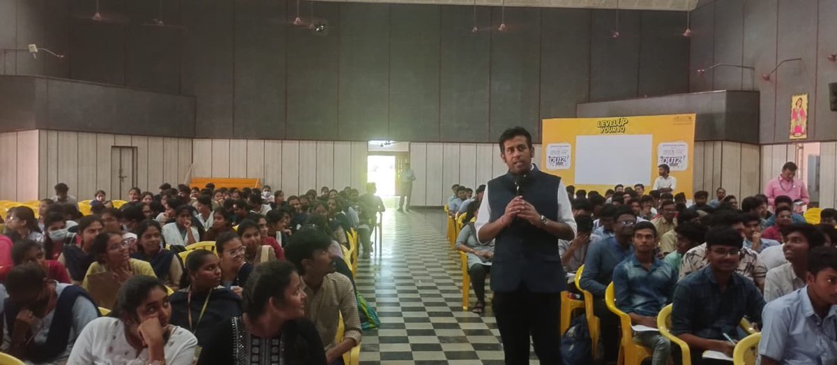 QuizGreycells's tweet photo. @the_hindu and Institute of Public Enterprise has collaborated with Greycells for a series of Quiz events for college students across AP, Telangana &amp; Odisha
Ace Quizmaster Gautam Bose hosted the inaugural event at Vijaywada earlier today
#greycellsevents #quiz https://t.co/xrKGMWFmr4