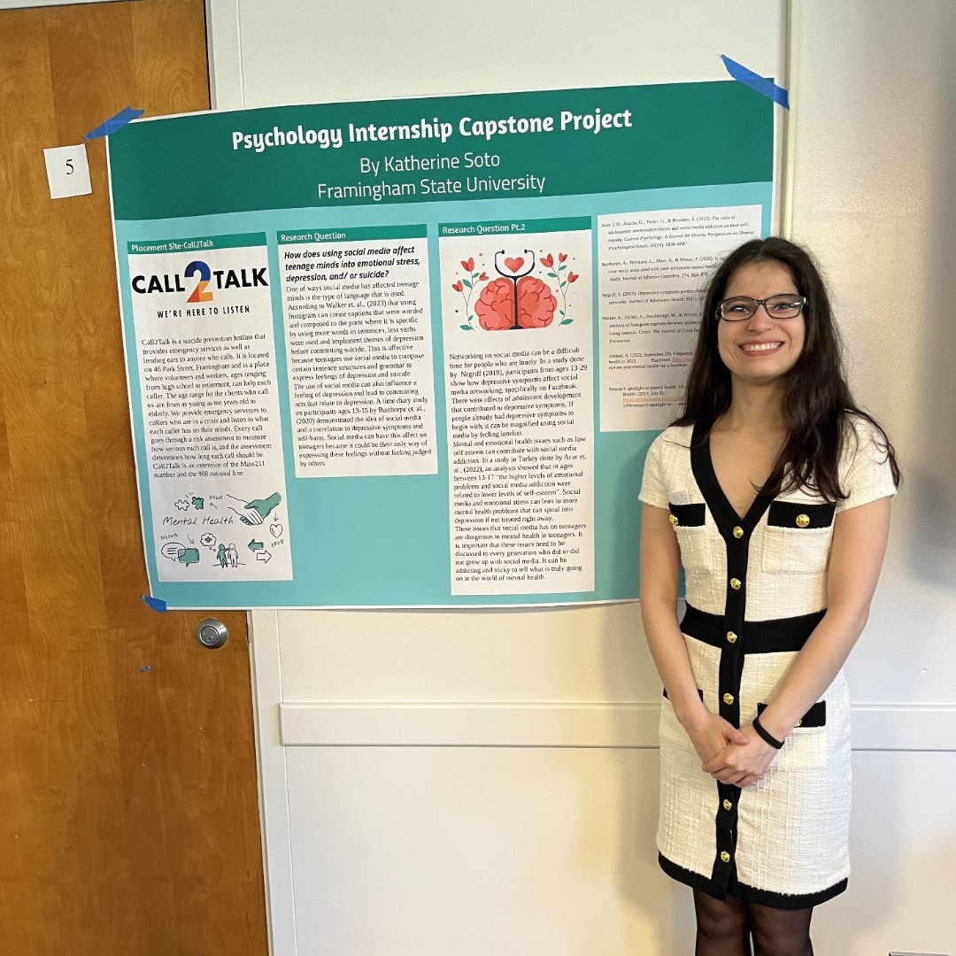 uwoftc's tweet photo. Congratulations to Katie Soto, an intern with @Mass_211's #Call2Talk program, for recently presenting her Psychology Internship Capstone Poster. She's a graduating senior @FraminghamU. Way to go! 🎓 https://t.co/nSqV8LeEtW
