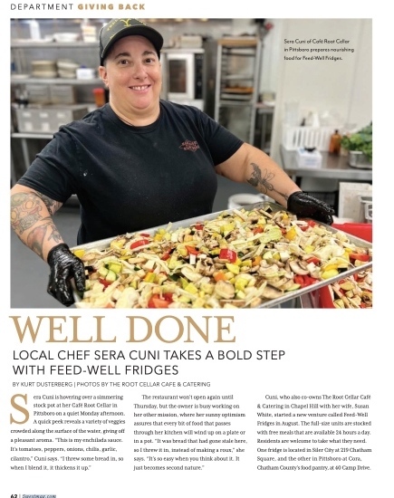TabletopMediaGp's tweet photo. Chef Sera of #CafeRootCellar continues to give back to her community through #FeedWellFridges! π In this recent @5westmag article, you can find all the amazing things Chef Sera is doing to nourish those around her. π₯π₯ͺπ₯π
https://t.co/9PWlbd1ENX
#pittsboronc #chathamcounty https://t.co/GArZJ1mksf