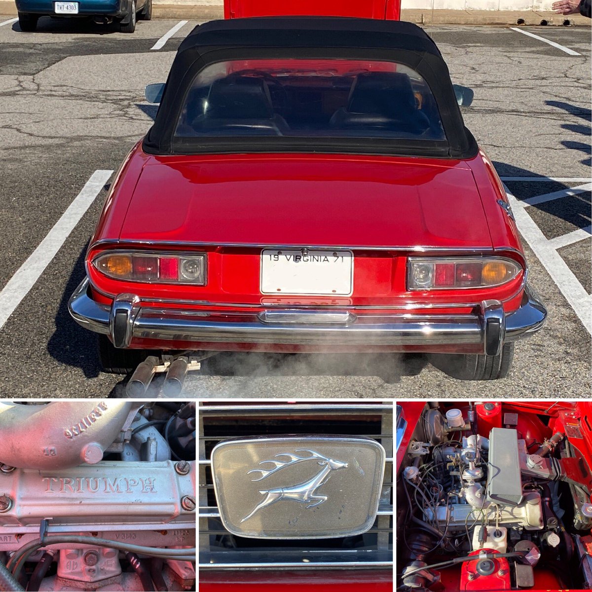 Capital_Triumph's tweet photo. It’s #MemberCarMonday!
What a treat to have this beauty show up at the club’s bi-monthly breakfast yesterday.
This is CTR member Scott’s 1971 #Triumph #Stag.
#TR2 #TR3 #TR4 #TR5 #TR250 #TR6 #TR7 #TR8 #Spitfire #GT6 #Herald #Vitesse #Dolomite #StandardTriumph #BritishLeyland https://t.co/XENpfbrrOq