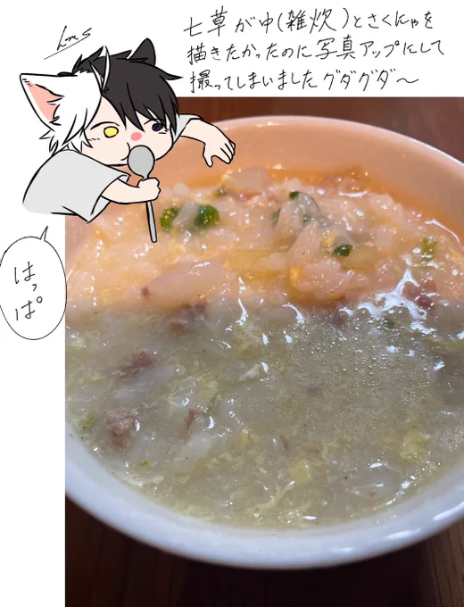 昨日は胃を休ませる気のない七草粥(雑炊)作ったんですよね 