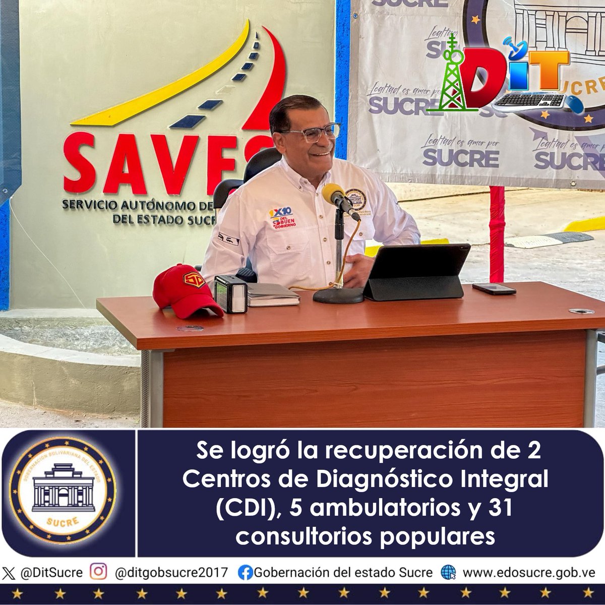🗣️⚕️Gracias a la gestión imparable del Gobernador @GPintoVzla , A través de @FUNDASALUDSUCR1 y las @Bricomiles se logró la recuperación de 2 Centros de Diagnóstico Integral (CDI), 5 ambulatorios y 31 consultorios populares. #2024DeProgresoConNicolás #SifontesSeAcercaAlPanteón