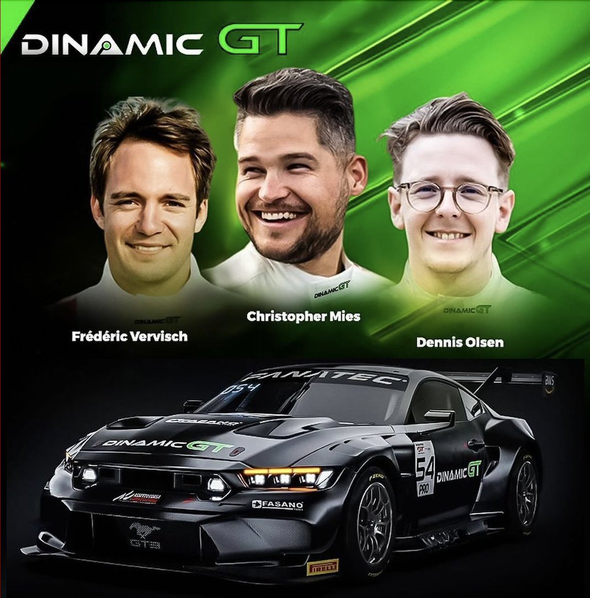 Ford is coming in with all guns blazing 🔥 Mies, Vervisch and Olsen to pilot Dinamic GT Mustang in 2024 🚀 🗞️ gt-world-challenge-europe.com/news/2697 #FanatecGT | #GTWorldChEu | #MiestangGT3