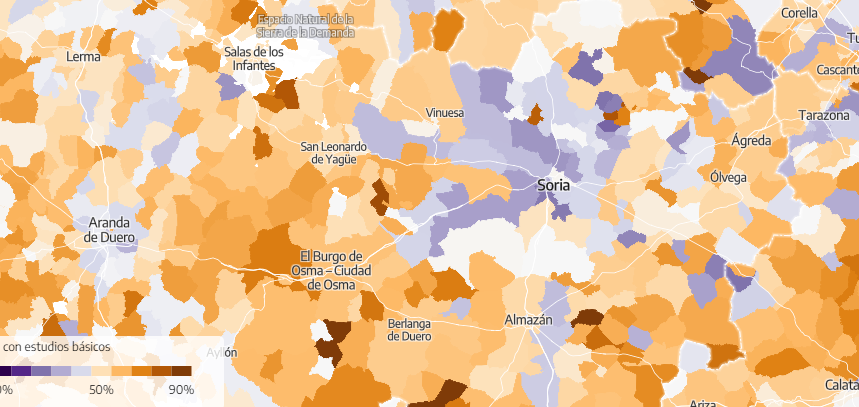 mafueri's tweet photo. Según @eldiarioes, personas entre 25-39 años nacidas en #Soria, 3.765 residen en una provincia distinta - 32,1% del total (¿poco, no?).  Un 30% se va a Madrid vs un 18% que llega= -1.302 jóvenes https://t.co/NWdizNRkhf + Datos en imágenes de nivel de estudios por barrio y pueblos https://t.co/kzpzTnplPt