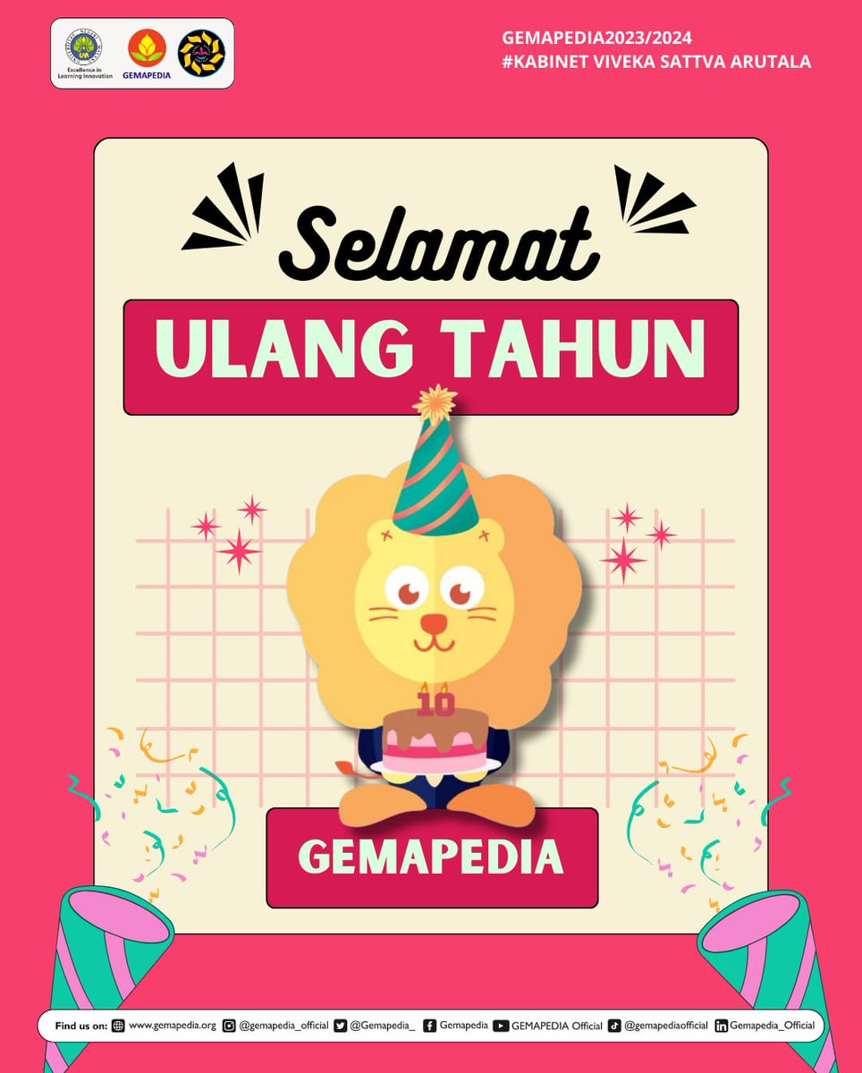gemapedia_'s tweet photo. [10th ANNIVERSARY GEMAPEDIA]

Halo sobat AUM! 🦁
Tak terasa sudah sepuluh tahun GEMAPEDIA berdiri sebagai wadah bagi Mahasiswa yang memiliki kesadaran tinggi di bidang sosial dan pendidikan. Sepuluh tahun bukanlah waktu yang singkat, tentu banyak rintangan yang harus dihadapi, tetapi itu semua tidak menjadi penghalang bagi GEMAPEDIA untuk tetap mengabdi kepada masyarakat. Semoga GEMAPEDIA tetap melebarkan sayapnya untuk terus mendidik, mengabdi, dan menginspirasi anak bangsa ✨

GEMAPEDIA
Bangga Mendidik, Mengabdi, dan Menginspirasi Anak Bangsa