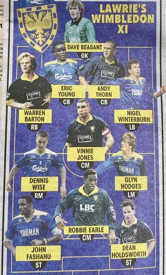 AFCWimbledon's tweet photo. 𝗦𝗼𝗺𝗲 𝘁𝗲𝗮𝗺… 🗞️

Lawrie Sanchez was recently asked to select his Wimbledon eleven for a newspaper piece - here’s what he came up with 🤩

Tell us who’d make yours in the comments ⤵️

#AFCW 🟡🔵 https://t.co/ylvWRXognd