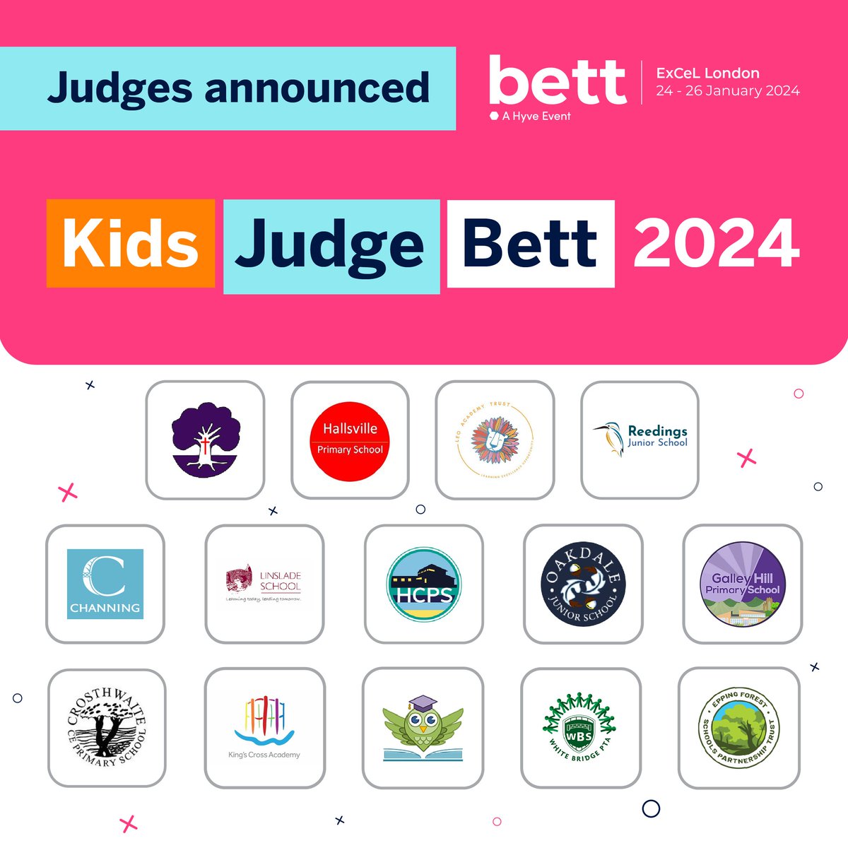 We're very excited to announce that our Y5 Digital Leaders, alongside this lovely bunch of schools, will be casting their critical eyes  over all the lovely tech at Bett on Friday 26th January 2024. See you there! #Kidsjudgebett #bett2024 uk.bettshow.com/kids-judge-bett