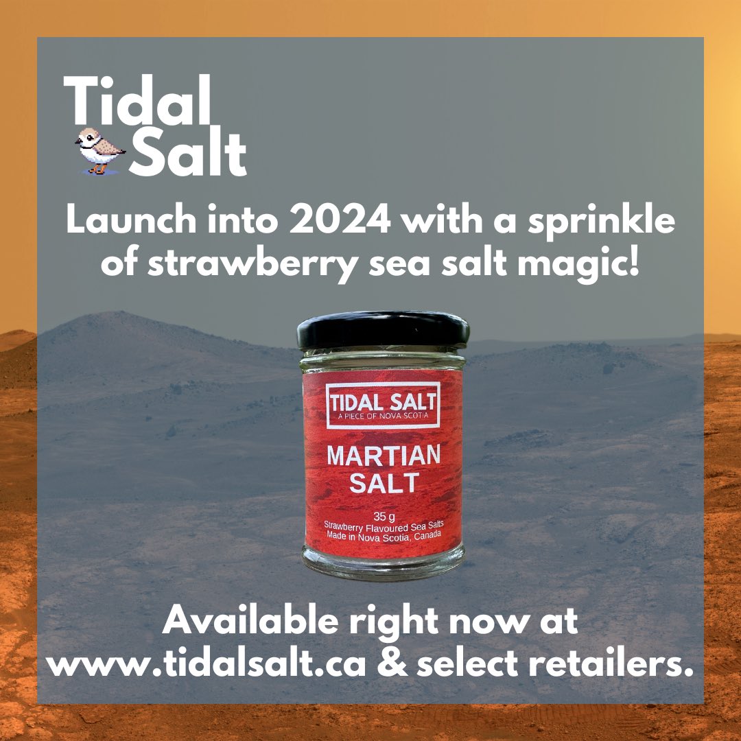 Tidal Salt (@tidalsalt) on Twitter photo Released in collaboration with <a href="/tanyaofmars/">Dr. Tanya Harrison</a> and inspired by our shared loves of science and exploration!
#novascotiaseasalt #fleurdesel #novascotia #antigonish #tasteofns #tastethetides #makinggoodfoodgreatfood #strawberryseasalt #strawberry Released in collaboration with <a href="/tanyaofmars/">Dr. Tanya Harrison</a> and inspired by our shared loves of science and exploration!
#novascotiaseasalt #fleurdesel #novascotia #antigonish #tasteofns #tastethetides #makinggoodfoodgreatfood #strawberryseasalt #strawberry