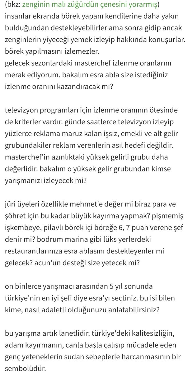 Aklı başında insanlarda var Instagram da bazı yorumlar miğde bulandırıcı o yorumları okuduğumda aklıma aziz nesinin sözleri geldi .....
#MasterChefAllStar