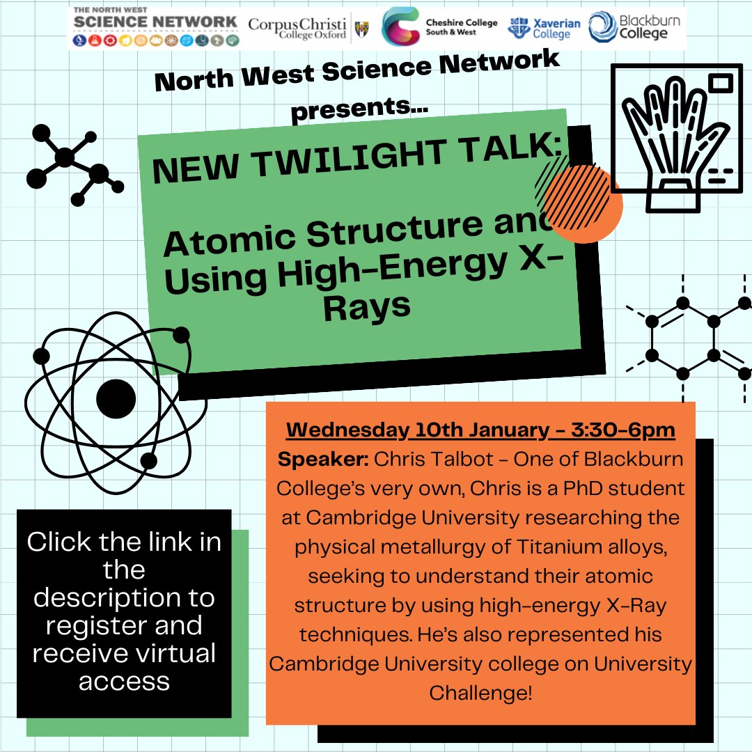 🌟Kicking off the New Year, we have an exciting new Twilight Talk for all students in the North West! Follow this link to register and gain virtual access: forms.office.com/e/BePRsq7WnX
#nwsn #northwest #science #oxford #uniofoxford #corpuschristioxford #atoms #xrays