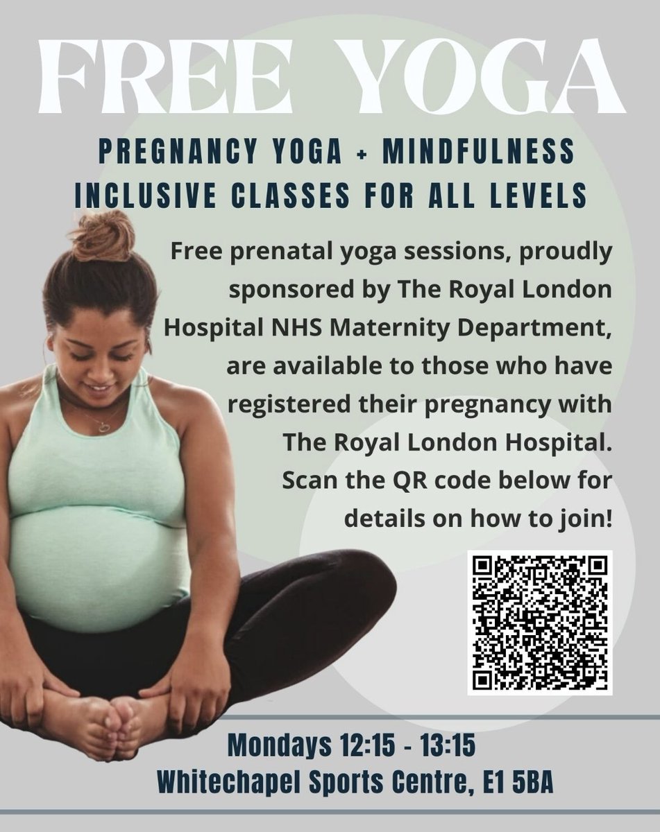 Excited to partner with @better_lbth to announce the launch of FREE Pregnancy Yoga and Mindfulness Classes 🧘🏾‍♀️ 🧘 for women who have booked their pregnancy at @RLHMaternity. See leaflet attached for more info! Book here: happity.co.uk/schedules/the-… #EastLondon #Whitechapel #Yoga