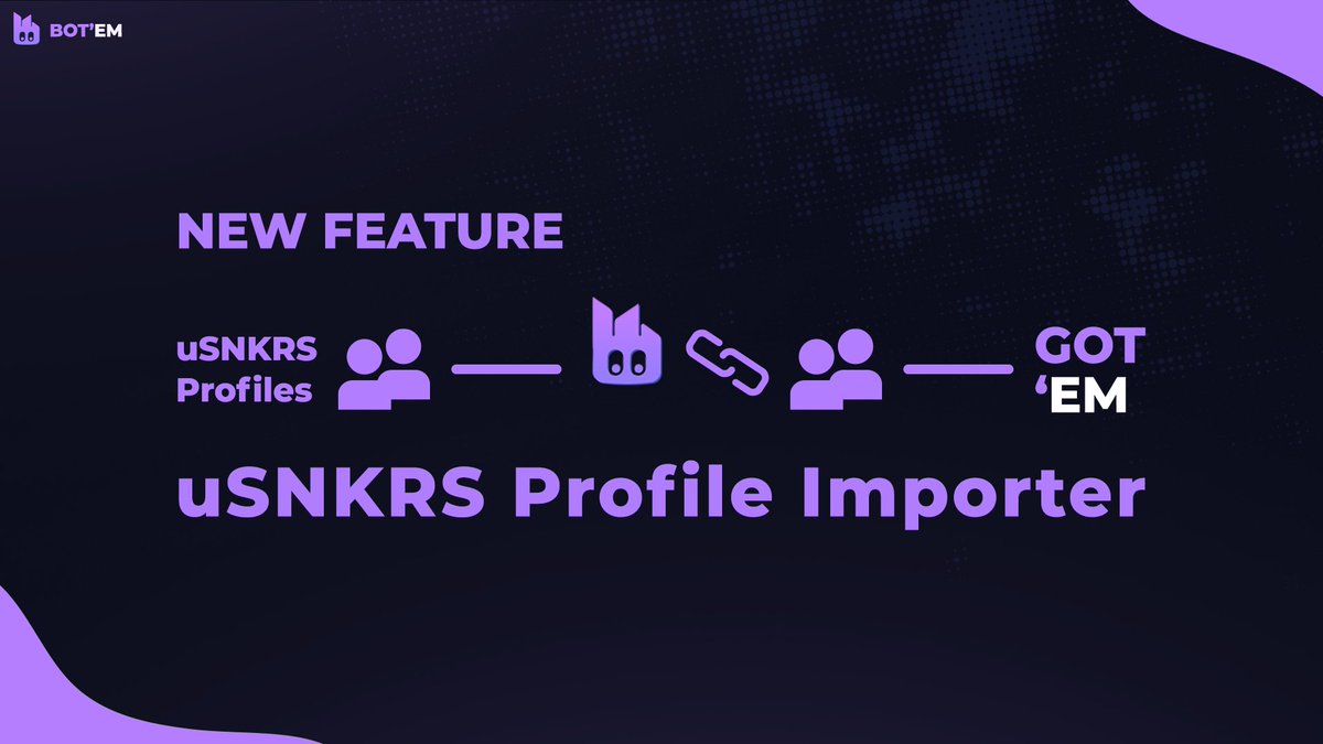 🚨NEW FEATURE🚨 We just added a new uSNKRS importer to BOT'EM 👀 Import all profiles, accounts, proxies and IMAP data into BOT'EM and link them with just one click 🥰 To celebrate we are giving away 5 monthly keys 📈 Like, RT and tag 2 Friends to join 🫡 Ends on Friday 🕒