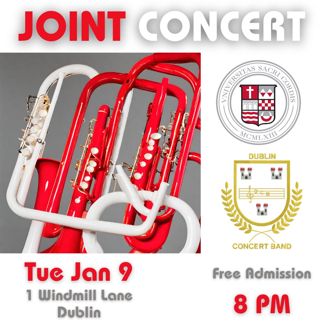 DublinConcertBd's tweet photo. FREE! Tomorrow Night. Come along! @sacredheartuniv @WindmillQTR @SHU_Band https://t.co/HPFapRKcEE