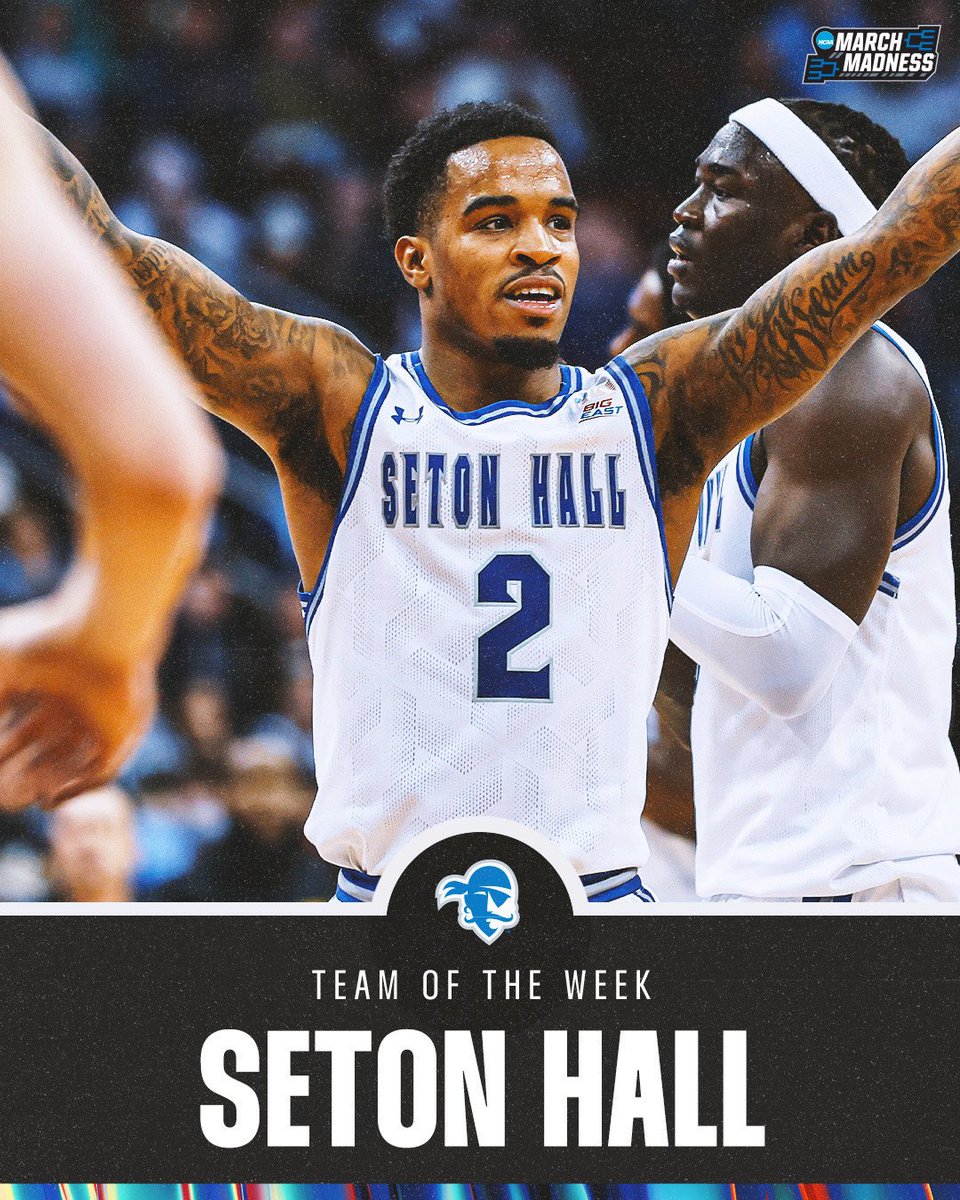 MarchMadnessMBB's tweet photo. 🏆 Weekly Awards from @TheAndyKatz 👇

Team of the Week: Seton Hall
Player of the Week: Armando Bacot https://t.co/IRRfYxnAbV