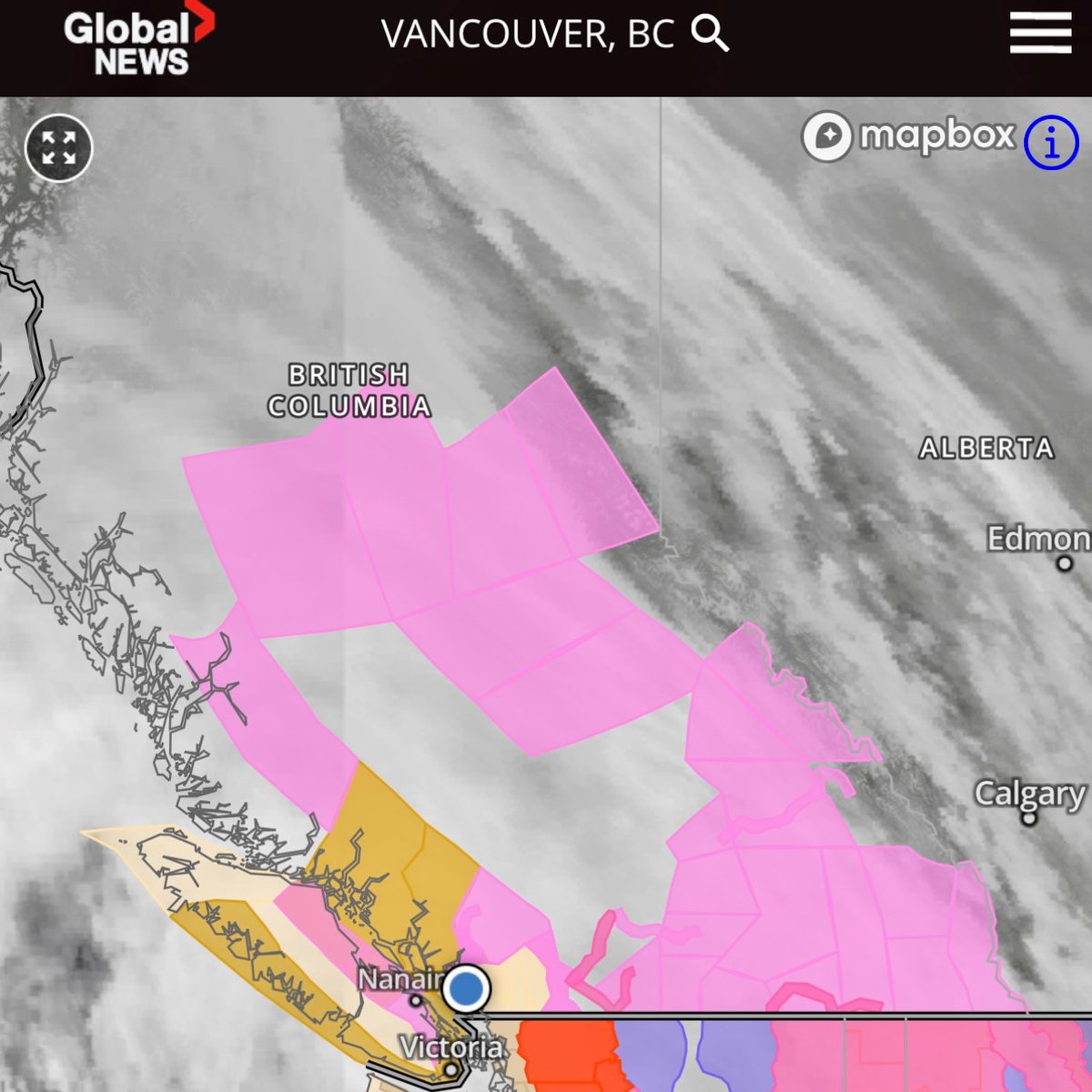 After a quiet 1st wk of Jan, things have ramped up considerably!
#BCstorm warnings in effect @ 11a
#SnowfallWarning -pink
10-20cm
#WinterStorm -dark pink- #BChwy3/#BChwy5
30-50cm w/blowg snow & ~0 viz
#WindWarning -deep yellow
70-100km/h
#SpecialWeatherStatement -lgt ylw
Tr-4cm